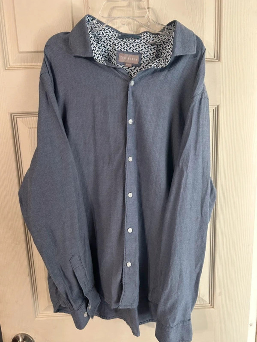 ted baker blue textured button up XL
